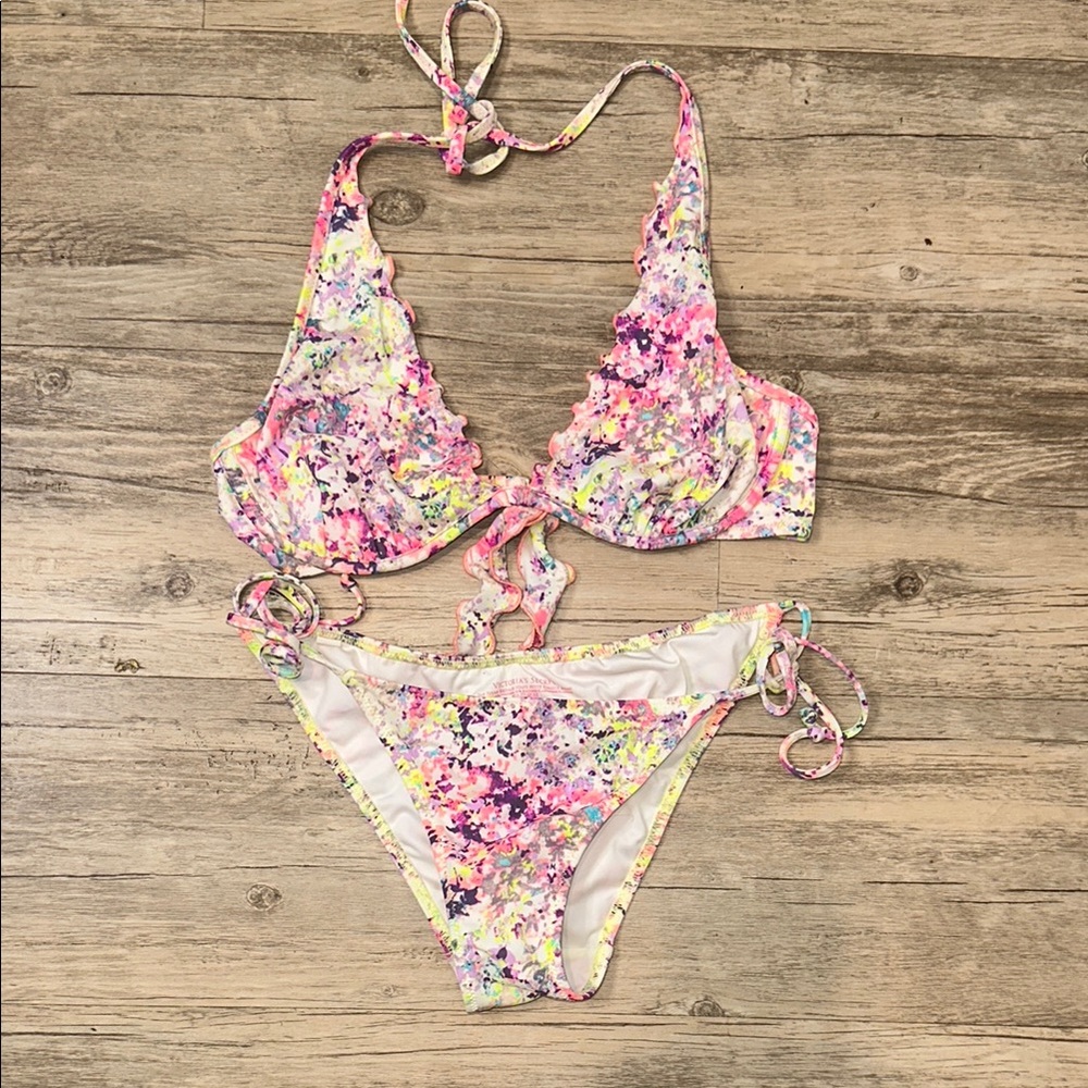 Victoria’s Secret Size S 34C Neon Splash Bikini Spring Summer